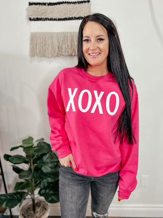 XOXO Pink Sweatshirt-Pullovers-Motis & CO-Motis & Co Boutique, Women's Fashion Boutique in Carthage, Missouri