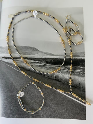 Desert Pearl Authentic Sterling and Gold Lariat Necklace-Necklace-Market-Motis & Co Boutique, Women's Fashion Boutique in Carthage, Missouri