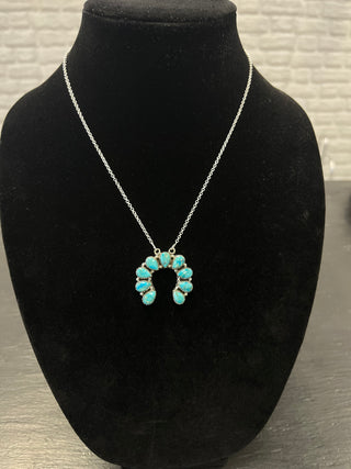 Hada Authentic Sterling Siver and Kingman Turquoise Necklace-Necklaces-Motis & CO-Motis & Co Boutique, Women's Fashion Boutique in Carthage, Missouri