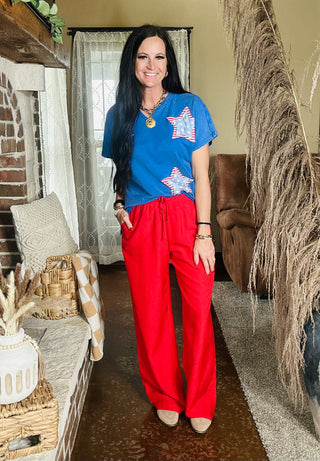 Crew Relaxed Red Drawstring Pants-Pants-HYFVE-Motis & Co Boutique, Women's Fashion Boutique in Carthage, Missouri
