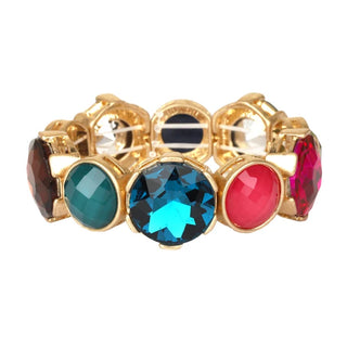 Hendrix Multicolored Crystal and Gold Stretch Bracelet-Bracelets-What's Hot-Motis & Co Boutique, Women's Fashion Boutique in Carthage, Missouri