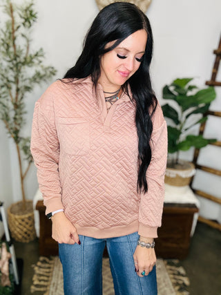 Leddy Rose Quilted Pullover-Pullovers-Very J-Motis & Co Boutique, Women's Fashion Boutique in Carthage, Missouri