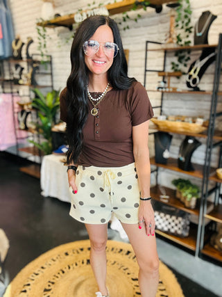 Landon Polka Dot Fleece Shorts-Shorts-Papermoon-Motis & Co Boutique, Women's Fashion Boutique in Carthage, Missouri