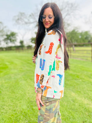 Loretta Western Boot Blazer-Blazers-Taelynn-Motis & Co Boutique, Women's Fashion Boutique in Carthage, Missouri
