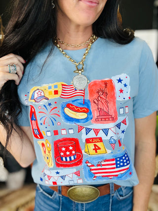 USA Icon Doodle Graphic Boxy Tee-Graphic Tees-MOTIS-Motis & Co Boutique, Women's Fashion Boutique in Carthage, Missouri