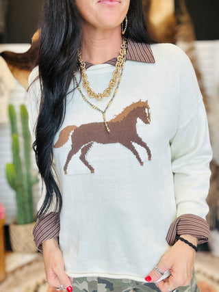 Joanna Rolled Hem Horse Sweater-Sweaters-blu pepper-Motis & Co Boutique, Women's Fashion Boutique in Carthage, Missouri