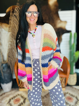 Rae Rainbow Chunky Knit Cardigan - Bright-Cardigans-Listicle-Motis & Co Boutique, Women's Fashion Boutique in Carthage, Missouri