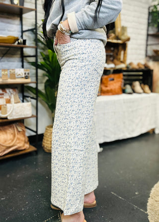 Floyd Blue Floral Wide Leg Jeans-Jeans-Entro-Motis & Co Boutique, Women's Fashion Boutique in Carthage, Missouri