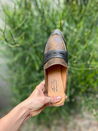 Whitney Black Two Tone Western Mule - Agave Sky