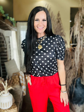 Dot Darling Short Sleeve Top-Short Sleeves-sterling kreek-Motis & Co Boutique, Women's Fashion Boutique in Carthage, Missouri