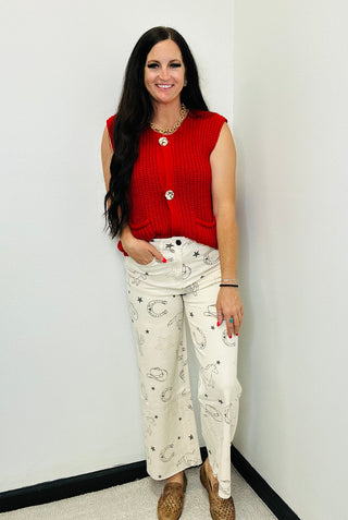 Kylie Red Knit Sweater Vest-Sweaters-Motis & CO-Motis & Co Boutique, Women's Fashion Boutique in Carthage, Missouri