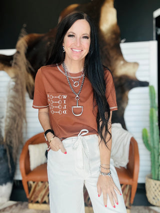 Wild Heart Brown Bit Tee-Short Sleeves-Lucky & Blessed-Motis & Co Boutique, Women's Fashion Boutique in Carthage, Missouri