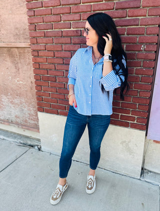 Ivy Striped Button Down Top-Tops-Jodifl-Motis & Co Boutique, Women's Fashion Boutique in Carthage, Missouri