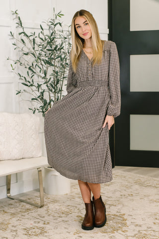 Fairytale Plot Plaid Midi Dress-Dresses-Ave Shops-Motis & Co Boutique, Women's Fashion Boutique in Carthage, Missouri