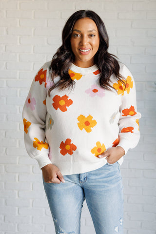 Falling Flowers Floral Sweater-Sweaters-Ave Shops-Motis & Co Boutique, Women's Fashion Boutique in Carthage, Missouri