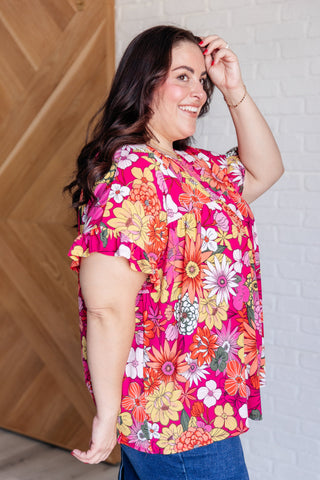 Flit About Floral Top in Pink-Short Sleeves-Ave-Motis & Co Boutique, Women's Fashion Boutique in Carthage, Missouri