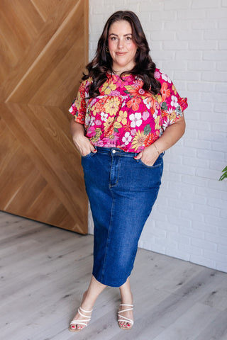 Flit About Floral Top in Pink-Short Sleeves-Ave-Motis & Co Boutique, Women's Fashion Boutique in Carthage, Missouri