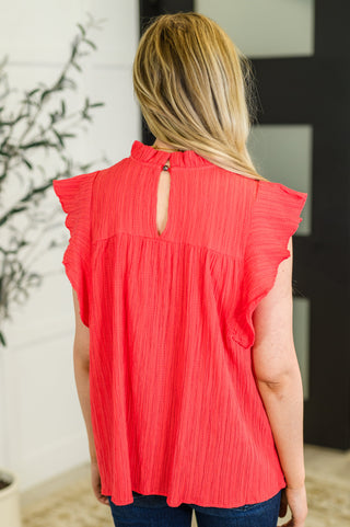 Float This Way Flutter Sleeve Blouse in Coral-Short Sleeves-Ave Shops-Motis & Co Boutique, Women's Fashion Boutique in Carthage, Missouri