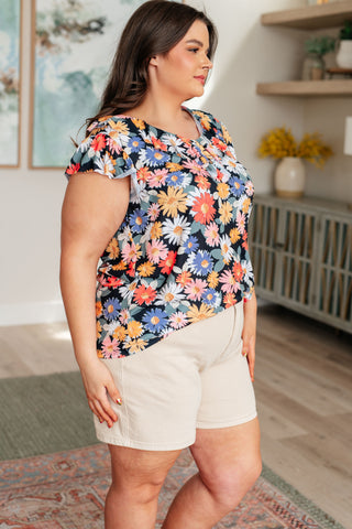 Flower Power Floral Top-Short Sleeves-Ave-Motis & Co Boutique, Women's Fashion Boutique in Carthage, Missouri