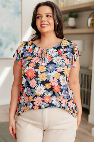 Flower Power Floral Top-Short Sleeves-Ave-Motis & Co Boutique, Women's Fashion Boutique in Carthage, Missouri