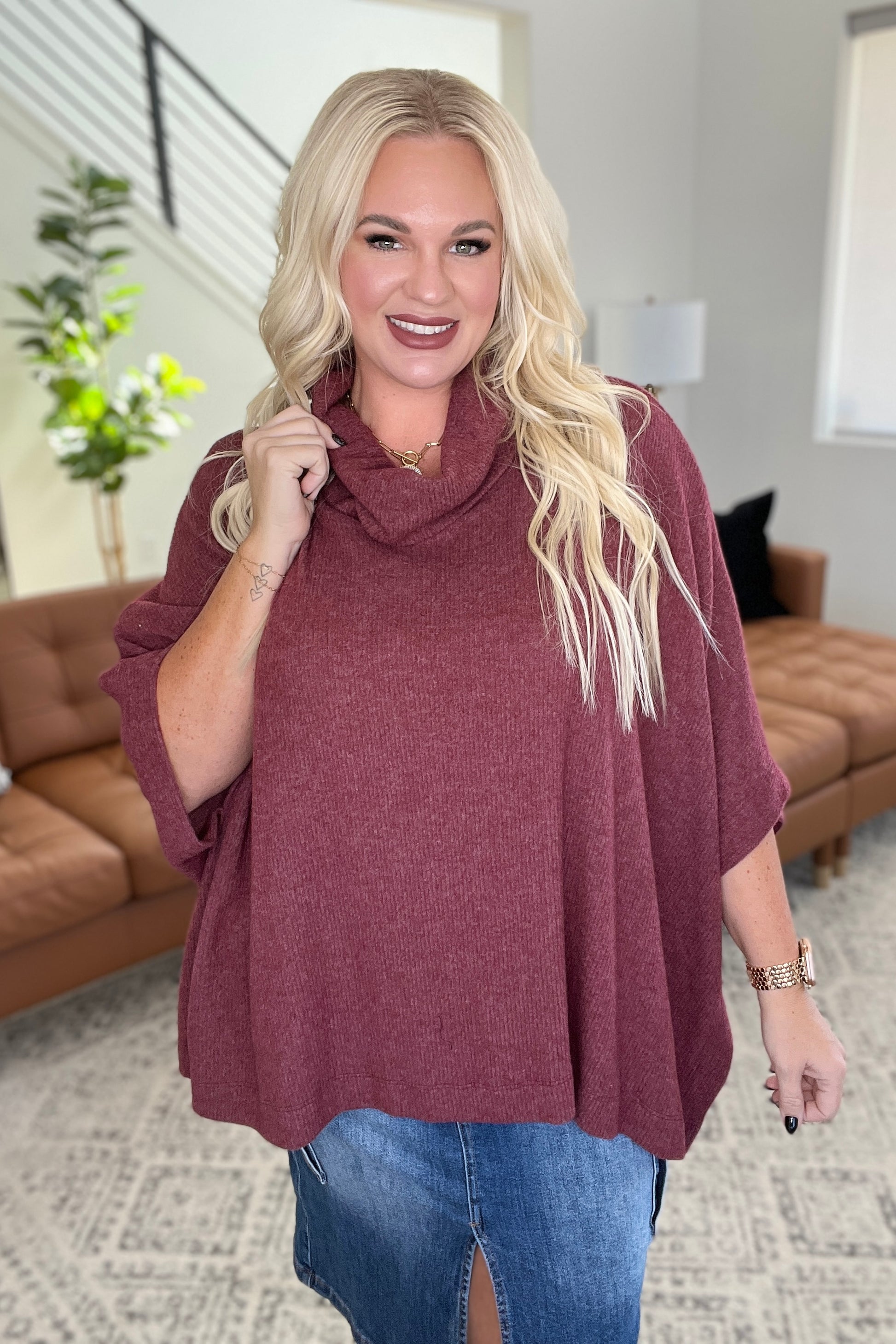 Relaxed Cowlneck Pullover Poncho