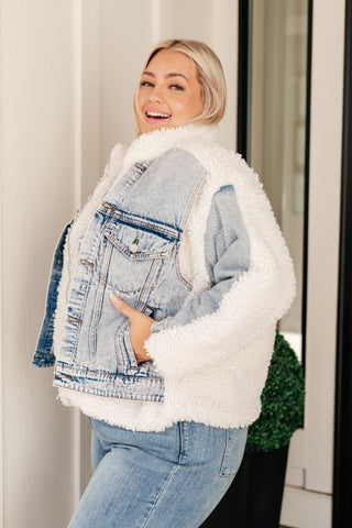 Full Send Sherpa Lined Denim Jacket-Coats & Jackets-Ave Shops-Motis & Co Boutique, Women's Fashion Boutique in Carthage, Missouri