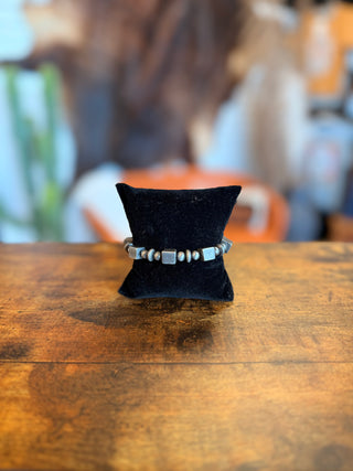 Oakie Silver Mix Bead Stretch Bracelet
