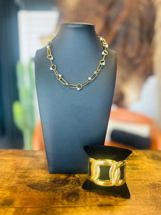 Jennifer Gold Paperclip Pearl Necklace-Necklace-ChanSutt-Motis & Co Boutique, Women's Fashion Boutique in Carthage, Missouri