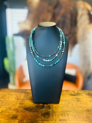 Alpine Authentic Turquoise Sterling Pearl Necklace