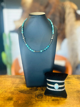 Casper Authentic Turquoise Sterling Pearl Necklace-Necklace-Bijoux-Motis & Co Boutique, Women's Fashion Boutique in Carthage, Missouri