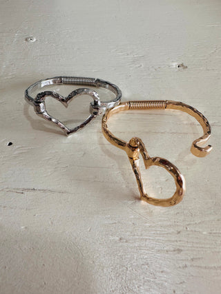 Hammered Heart Spring Bracelet-Bracelets-Motis & CO-Motis & Co Boutique, Women's Fashion Boutique in Carthage, Missouri
