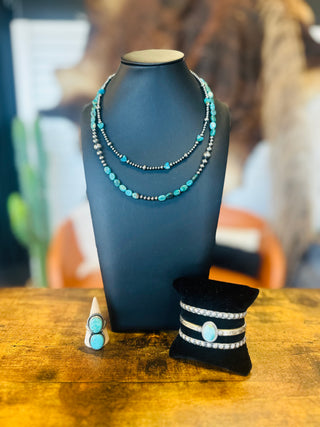 Heartford Authentic Turquoise Sterling Pearl Necklace-Necklace-Bijoux-Motis & Co Boutique, Women's Fashion Boutique in Carthage, Missouri