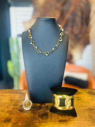 Jennifer Gold Paperclip Pearl Necklace-Necklace-ChanSutt-Motis & Co Boutique, Women's Fashion Boutique in Carthage, Missouri