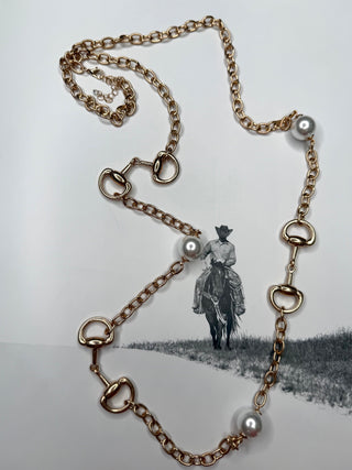 Emerson Gold Chain Necklace Horsebit and Pearl
