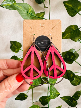 Peace Sign Dangle Earrings-Earrings-Lost & Found-Motis & Co Boutique, Women's Fashion Boutique in Carthage, Missouri