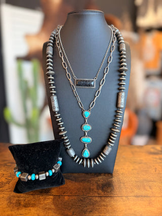 Oakie Turquoise Mix Bead Stretch Bracelet