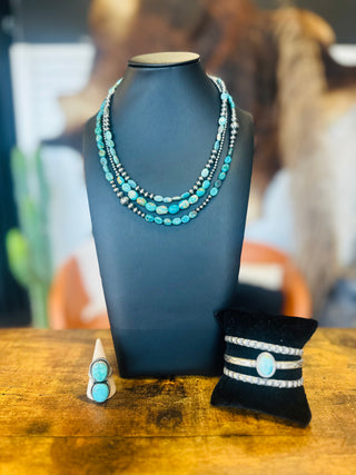 Enid Authentic Turquoise Sterling Pearl Necklace