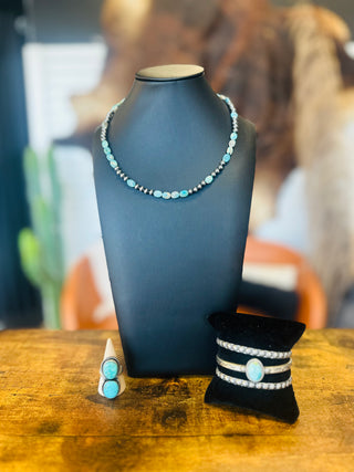 Alpine Authentic Turquoise Sterling Pearl Necklace