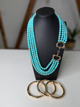 Odessa Turquoise Beads Gold Horse Bit Necklace