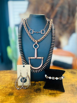 Swagger 24" Copper Saucer Bead Necklace-Necklaces-Western Elite-Motis & Co Boutique, Women's Fashion Boutique in Carthage, Missouri
