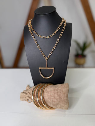 Falcon Gold Metal Bangle Bracelet Set
