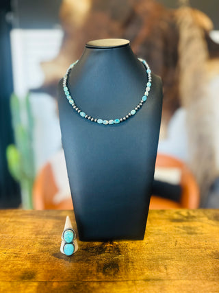 Alpine Authentic Turquoise Sterling Pearl Necklace