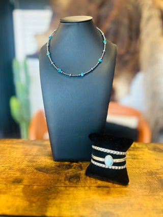Heartford Authentic Turquoise Sterling Pearl Necklace-Necklace-Bijoux-Motis & Co Boutique, Women's Fashion Boutique in Carthage, Missouri
