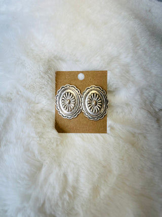 Austin Silver Concho Earrings-Earrings-Western Elite-Motis & Co Boutique, Women's Fashion Boutique in Carthage, Missouri