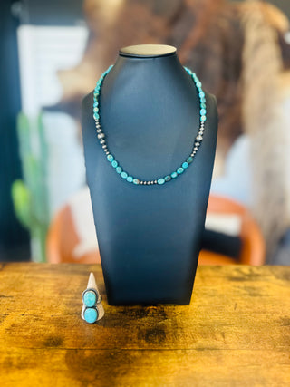Casper Authentic Turquoise Sterling Pearl Necklace-Necklace-Bijoux-Motis & Co Boutique, Women's Fashion Boutique in Carthage, Missouri