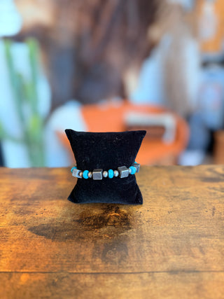 Oakie Turquoise Mix Bead Stretch Bracelet