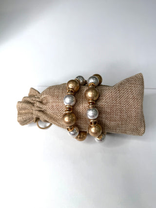 Canon Gold and Silver Bead Bracelet Set