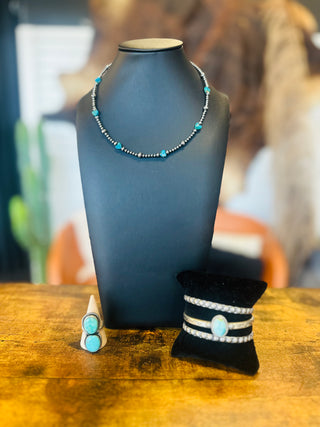 Heartford Authentic Turquoise Sterling Pearl Necklace-Necklace-Bijoux-Motis & Co Boutique, Women's Fashion Boutique in Carthage, Missouri