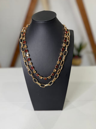 Titus Topaz Mix Stone Gold Stack Necklace