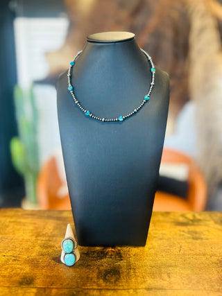 Heartford Authentic Turquoise Sterling Pearl Necklace-Necklace-Bijoux-Motis & Co Boutique, Women's Fashion Boutique in Carthage, Missouri